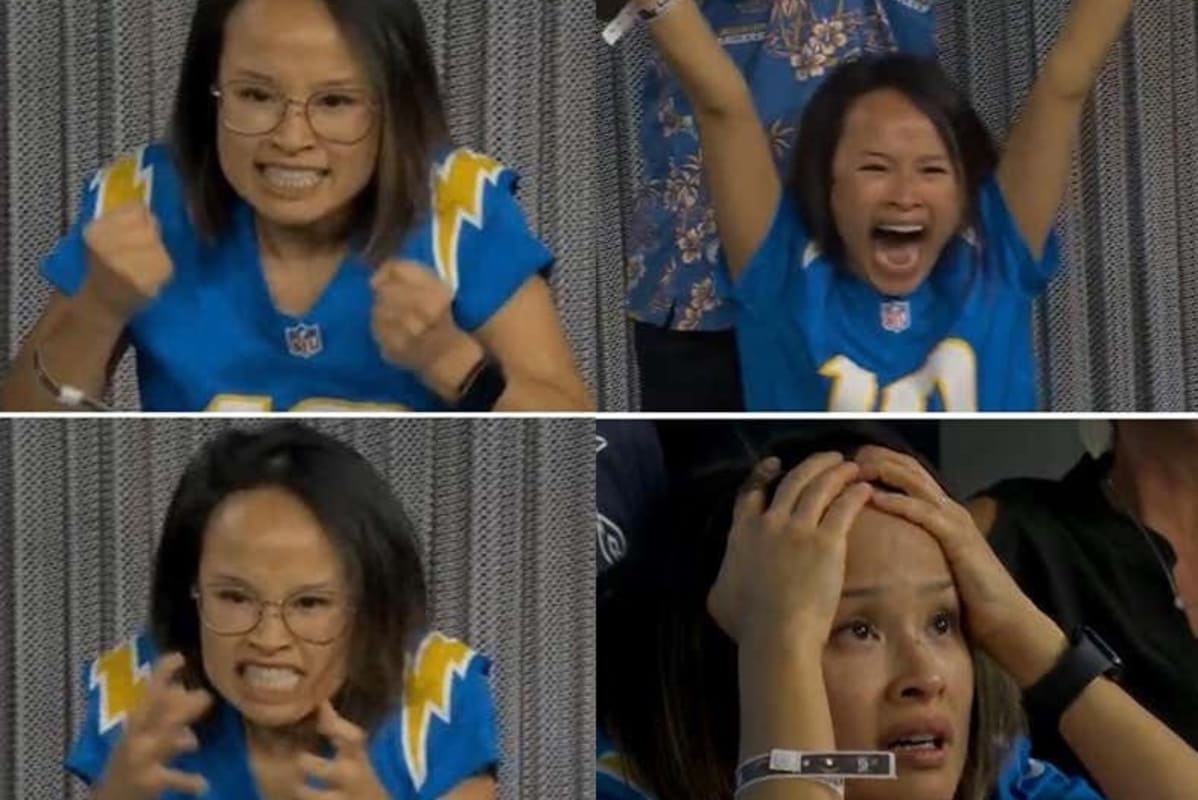 Diehard Chargers fan Merrianne Do's passionate reaction during game ...