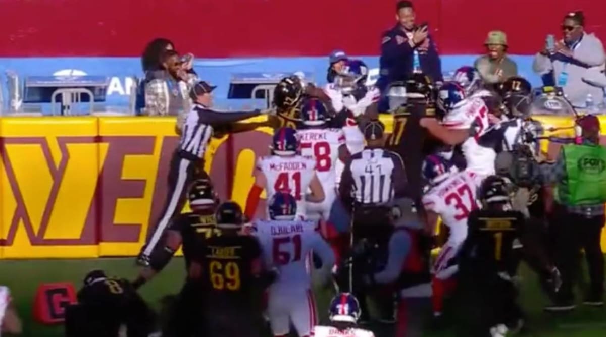 Near-Brawl in Giants-Commanders After Sam Howell’s TD Run Leads to Multiple Ejections