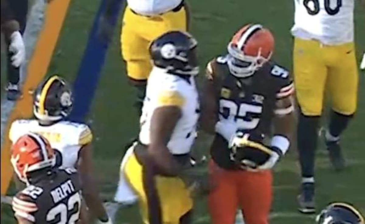Myles Garrett Got a Hold of a Steelers Helmet Again, and NFL Fans Immediately Had Jokes