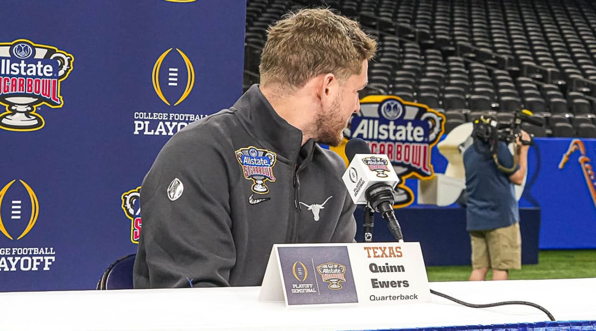 Photo Of Lonely Quinn Ewers Staring At Arch Manning’s Packed Media ...