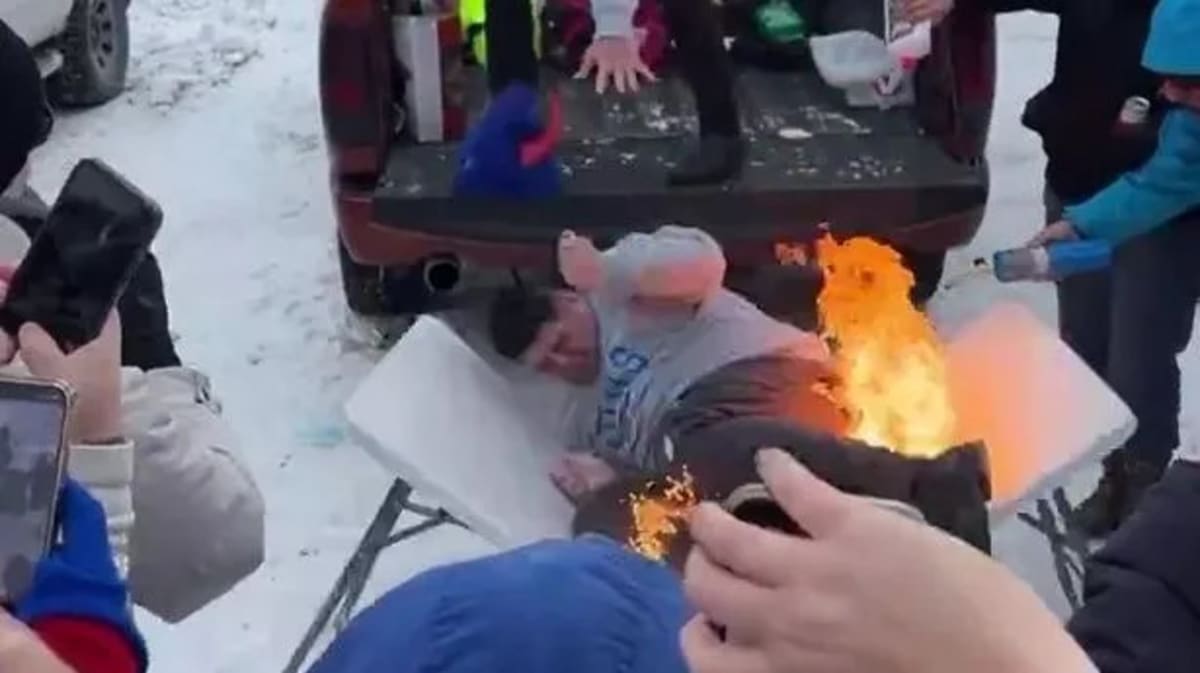 Bills VIDEO: Table-Crashing NFL Fan Catches Fire