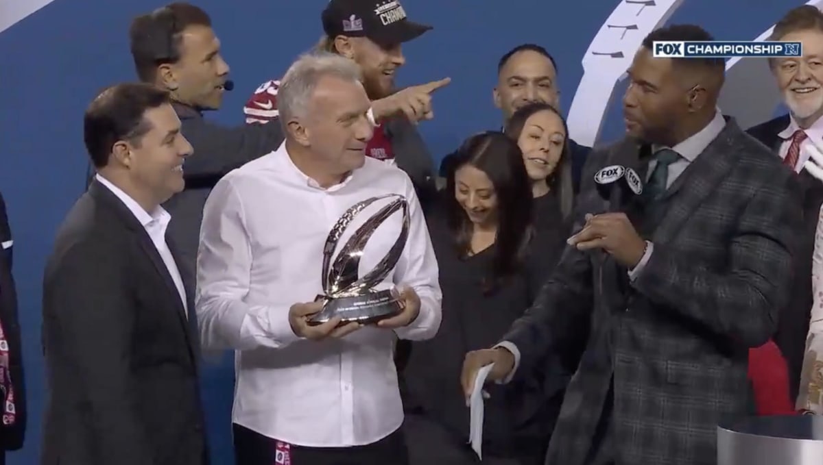 NFL Fans Crushed Michael Strahan for Butchering 49ers' NFC Championship Trophy Presentation