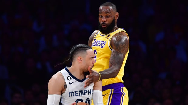 Grizzlies' Dillon Brooks ejected for hitting LeBron James in groin