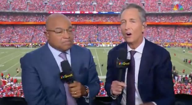 Who are the Chiefs-Lions football game announcers for today on NBC