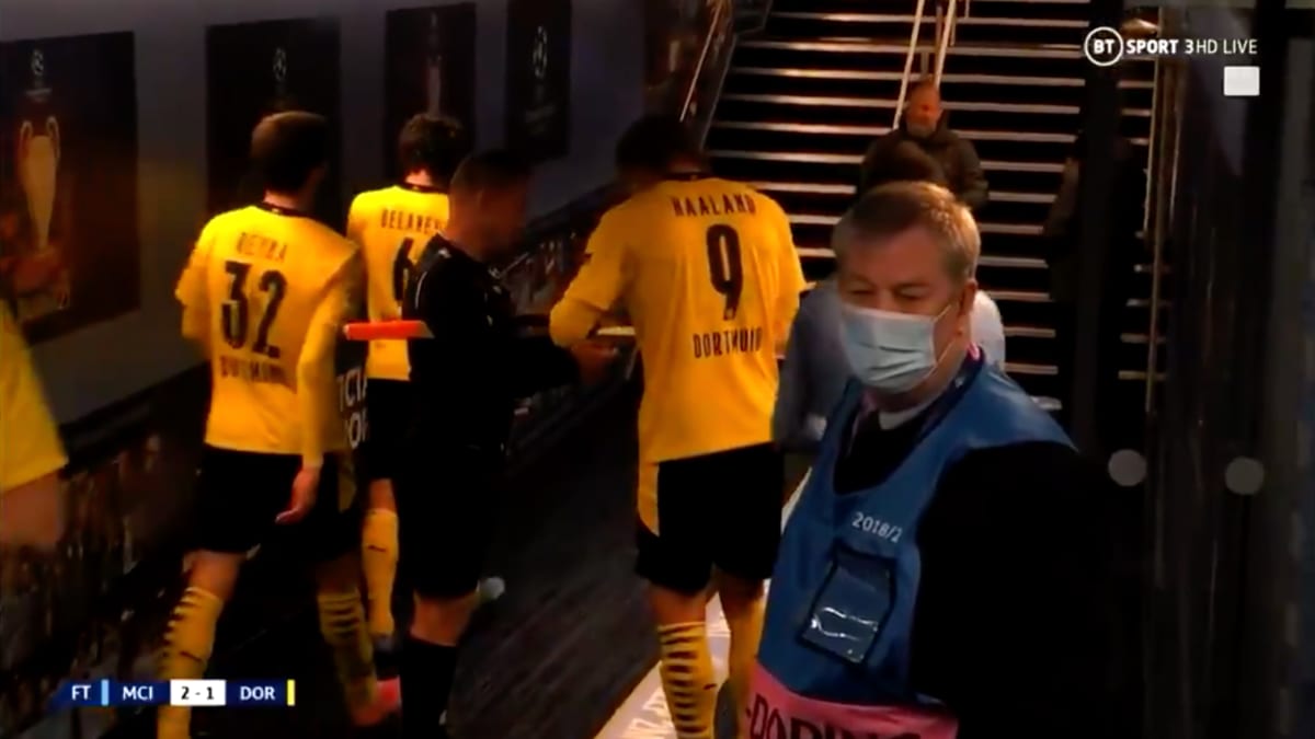 Referee Busted Asking Erling Haaland for Autograph After Champions League Game