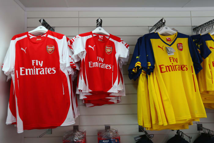 Arsenal Top Premier League Table of Biggest Sized Replica Shirts on ...