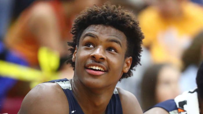 Sierra Canyon School guard LeBron James Jr (0) against Millennium High School during the 2019 Hoophall West basketball tournament at Chaparral High School.