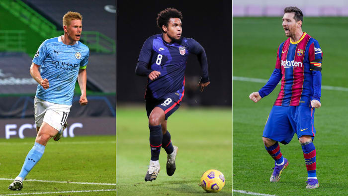 Kevin De Bruyne, Weston McKennie and Lionel Messi