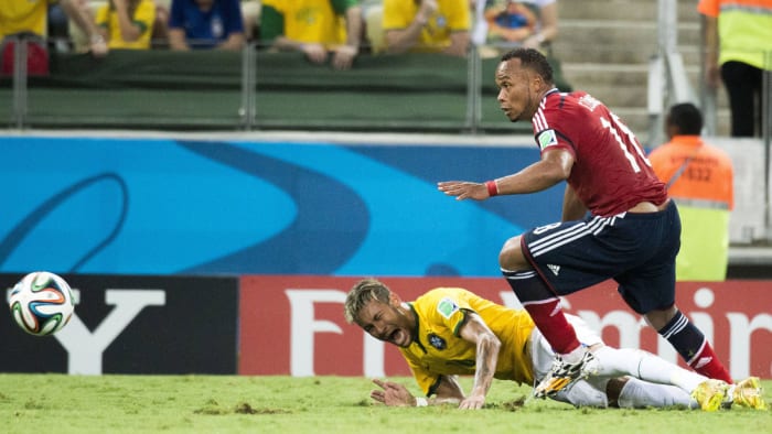 Neymar is hurt in the 2014 World Cup