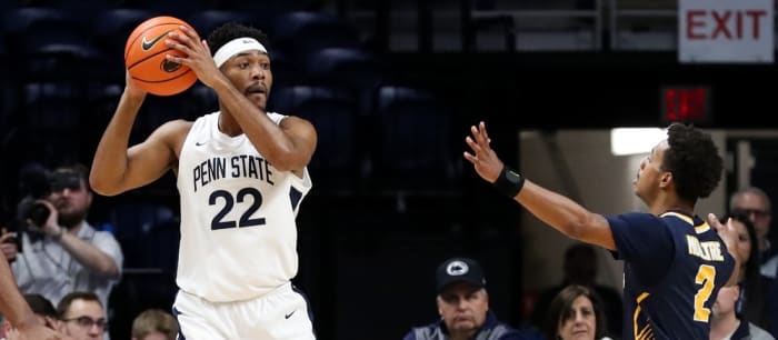 Penn State guard Jalen Pickett was one assist shy of a triple-double on Thursday night in the win over Quinnipiac. (Matthew OHaren-USA TODAY Sports)