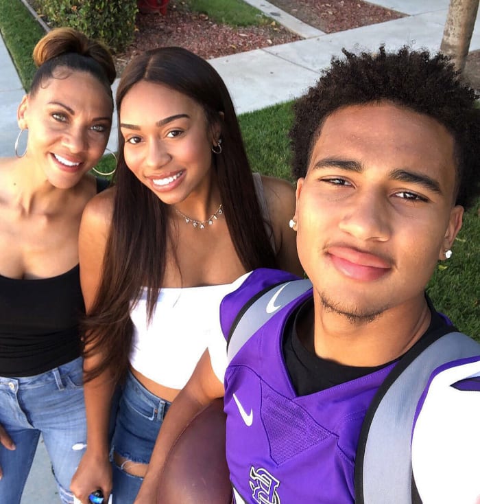 C.J. Stroud with his mom and sister