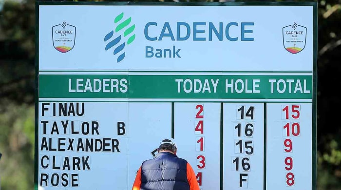 The leaderboard is pictured at the 2022 Cadence Bank Houston Open.