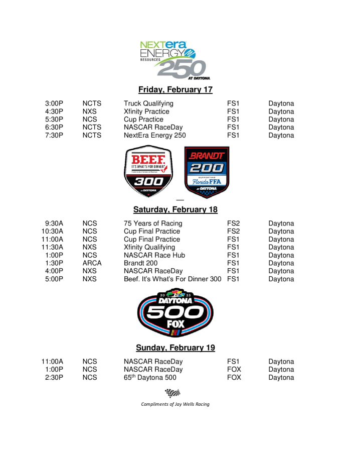 It's time for your Daytona 500/Speedweek schedule! Auto Racing Digest