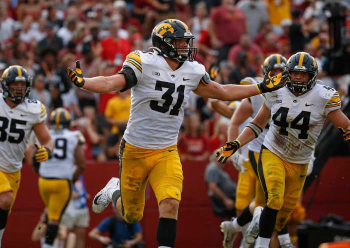 Jack Campbell celebrates following a big play vs. Iowa State