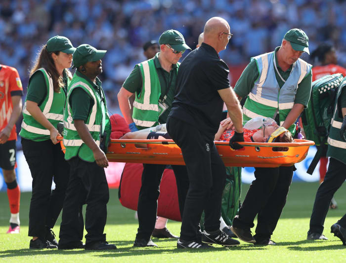 Luton Town's Tom Lockyer collapses in Championship play-off final ...