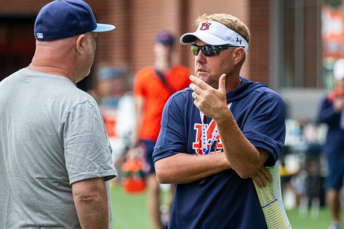 Hugh Freeze at Auburn football practice