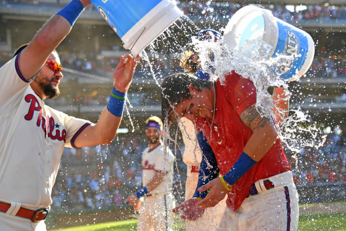 Philadelphia Phillies Sweep Of Los Angeles Angels Propelled By Bryce Harper Grand Slam Bryson