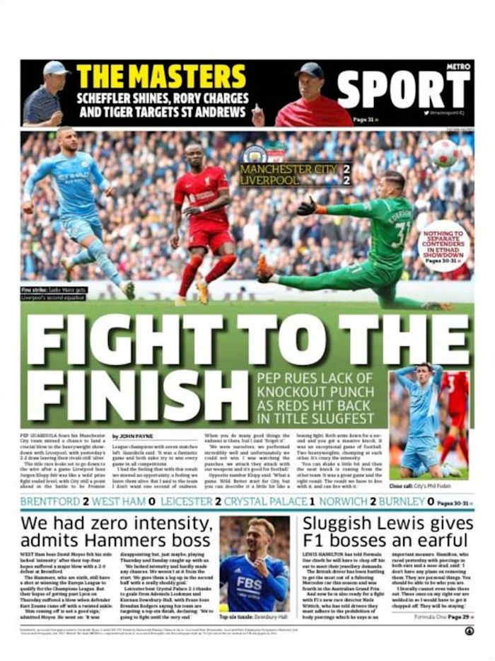 How British Newspapers Reacted To Man City Vs Liverpool - Futbol On ...