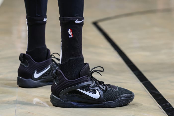 Brooklyn Nets forward Kevin Durant wore the Nike KD 15 shoes against the Cleveland Cavaliers on April 12, 2022.