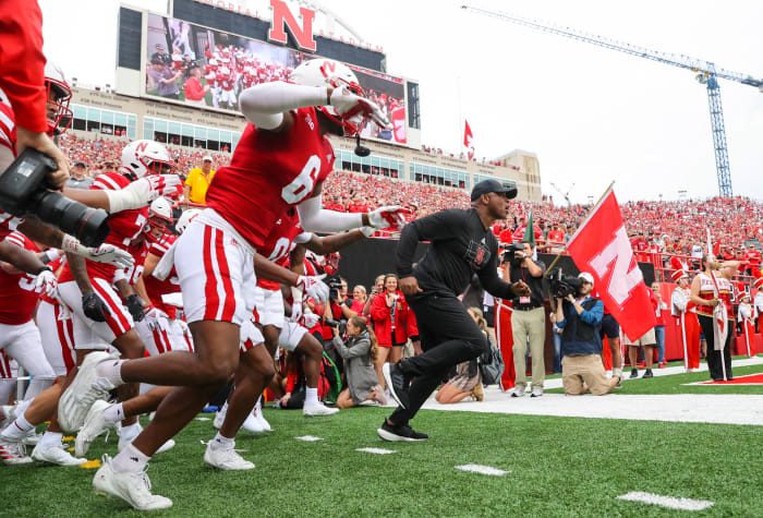 Mickey Joseph Tunnel Walk 2022 Nebraska vs Oklahoma football USATSI_19062392