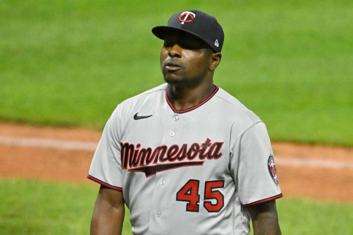 Twins pitcher Jharel Cotton walks off the mound after an outing.  He has since been acquired by the SF Giants.