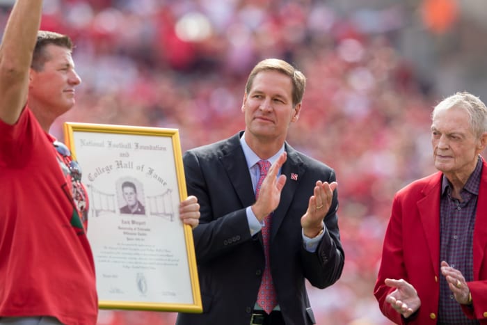 Zach Wiegert and Trev Alberts and Tom Osborne 2022 Nebraska vs Oklahoma football