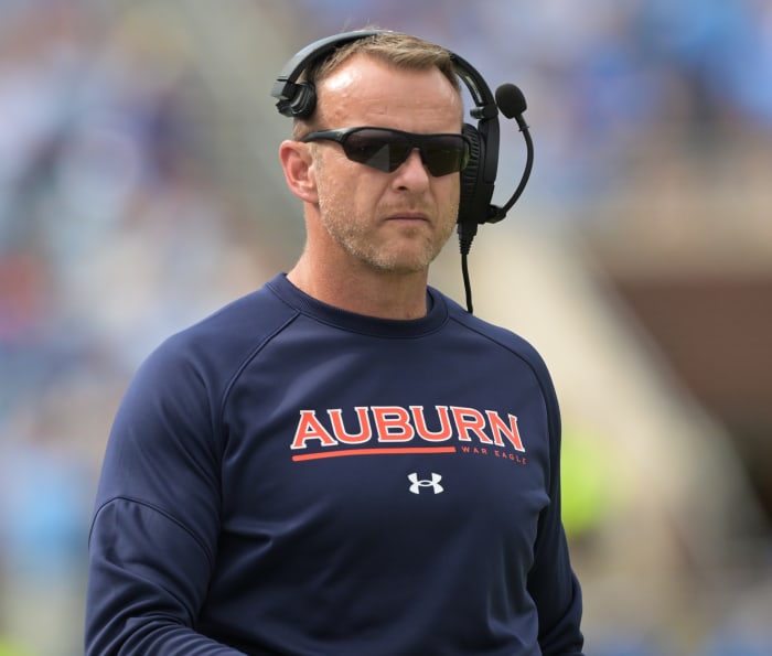 Oxford, MS, USA; Coach Bryan Harsin during Auburn vs Ole Miss