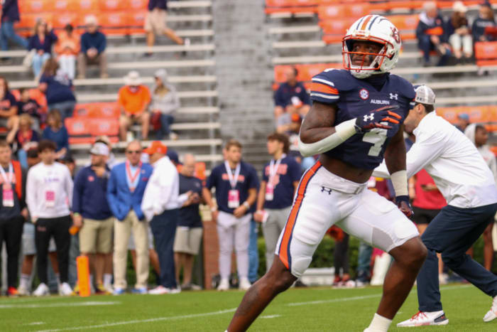 Tank Bigsby during warmups vs Arkansas.