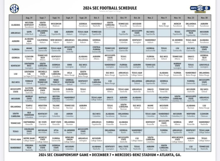 SEC Composite Schedule