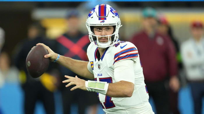 Buffalo Bills quarterback Josh Allen throws the ball.