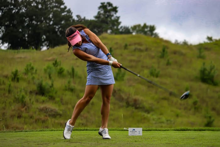 Rachel Rohanna hits a tee shot in a Symetra Tour event.