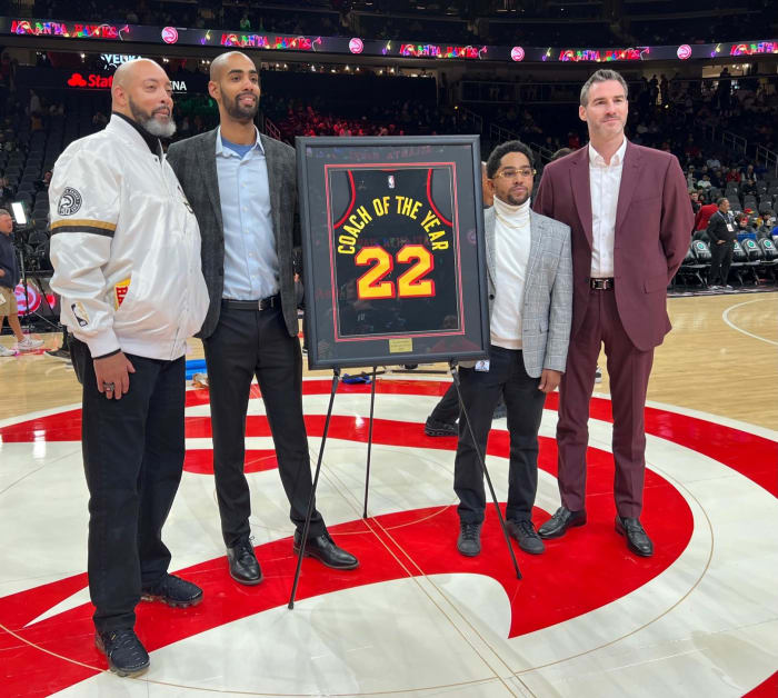 Halftime presentation at Hawks game.