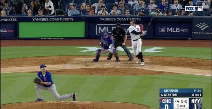 Giancarlo Stanton homers off Matt Swarmer