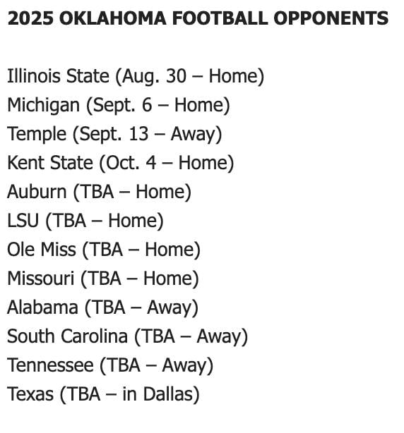 SEC Releases Oklahoma's 2025 Football Schedule Sports Illustrated