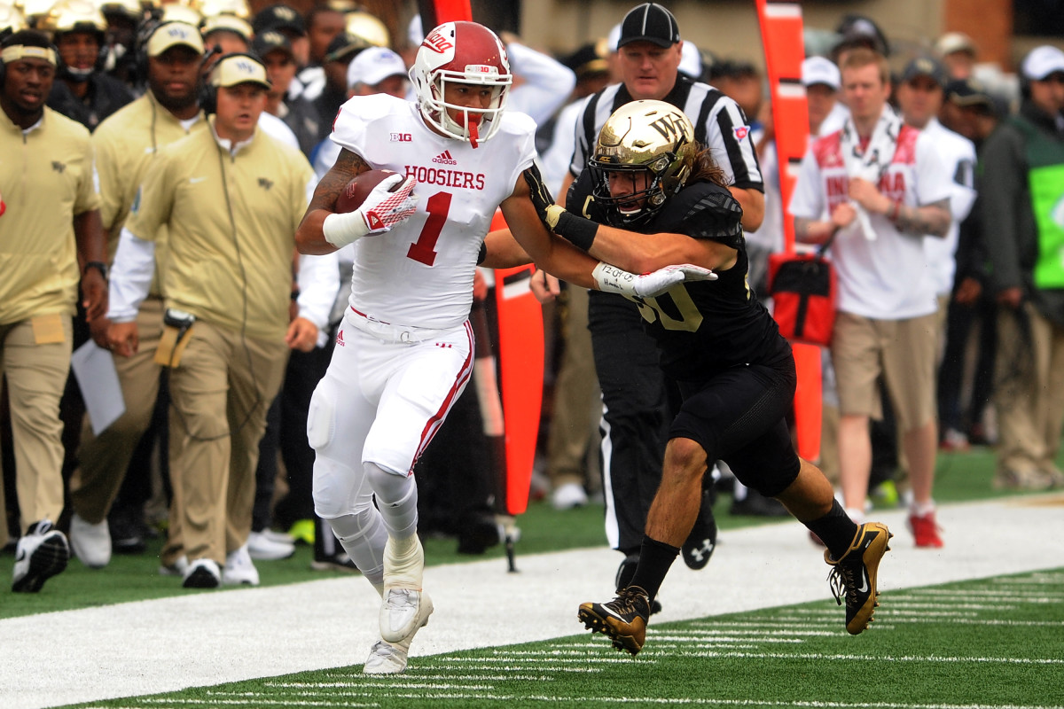 Indiana's Simmie Cobbs tries to break free against Wake Forest.