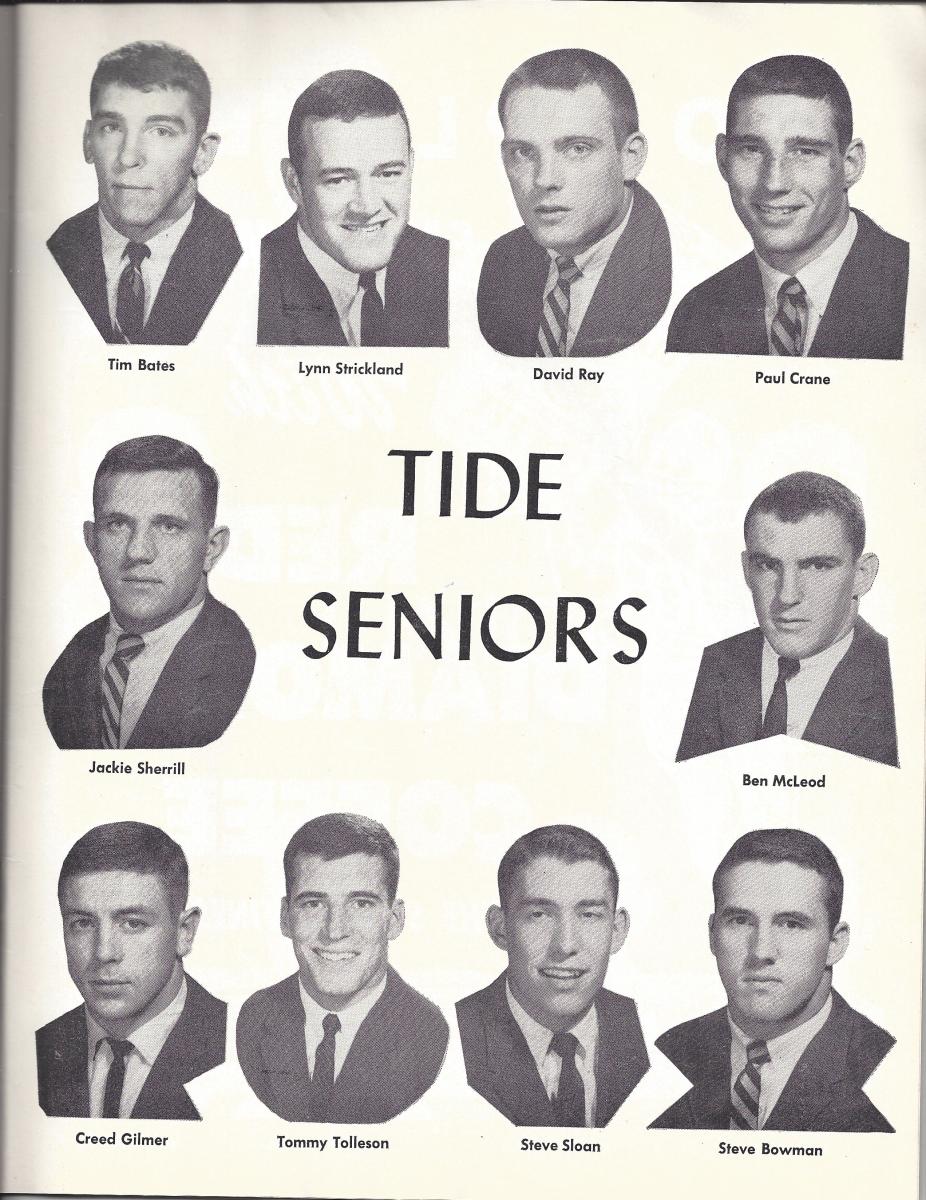 Pages from the 1965 program. The 5th-ranked Tide won this game.