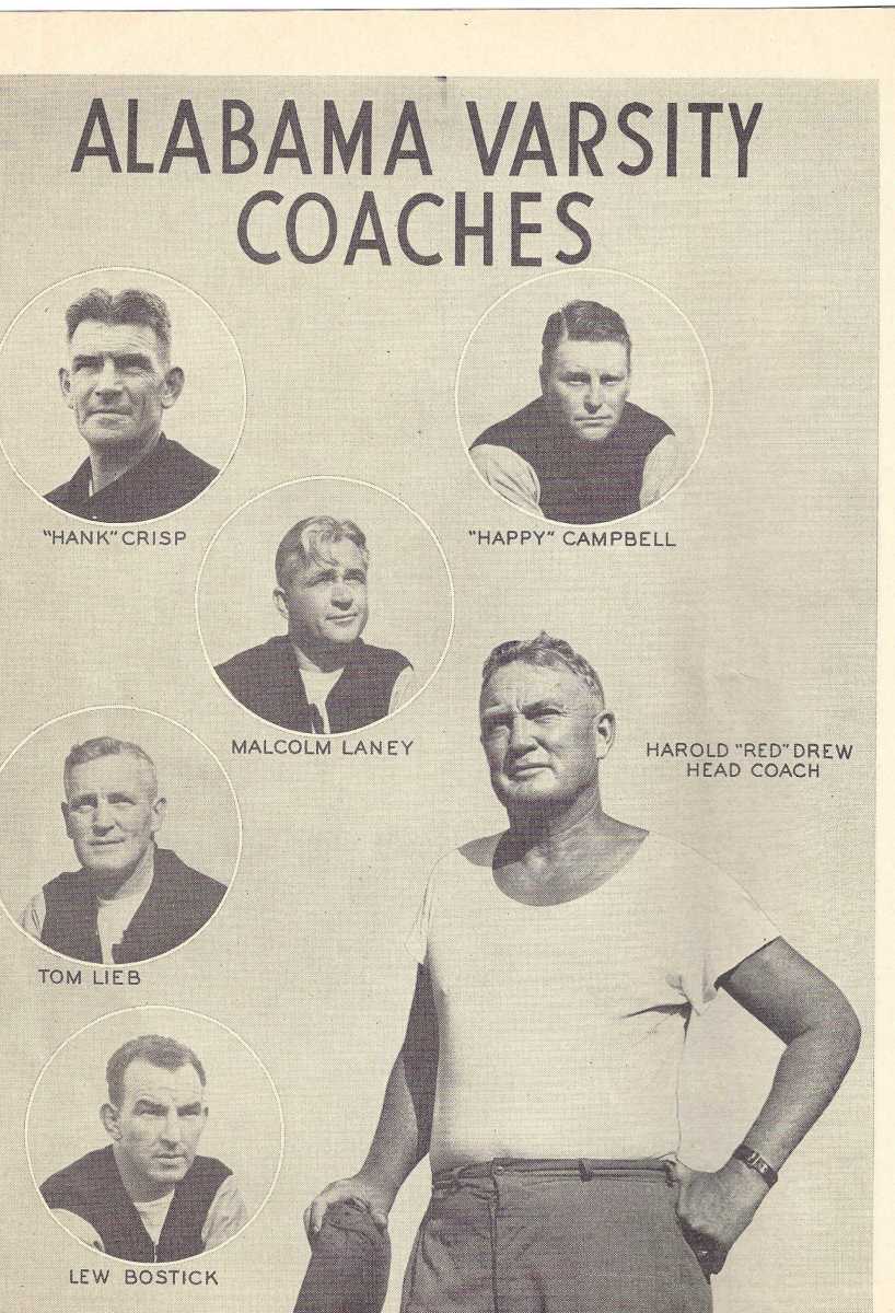 Alabama Football - 1950 - Furman - Coach Drew - Coaching Staff 1950 ...