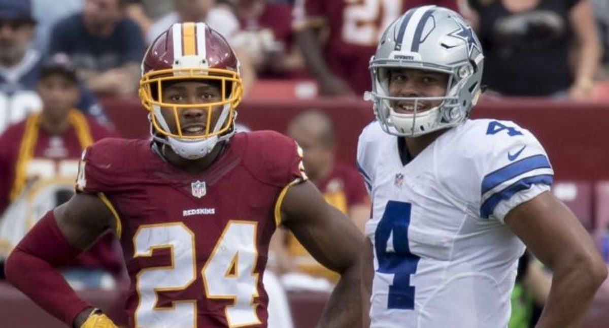 Landover, MD, USA. 23rd Sep, 2018. Washington Redskins CB #24 Josh Norman  during a NFL football game between the Washington Redskins and the Green  Bay Packers at FedEx Field in Landover, MD.