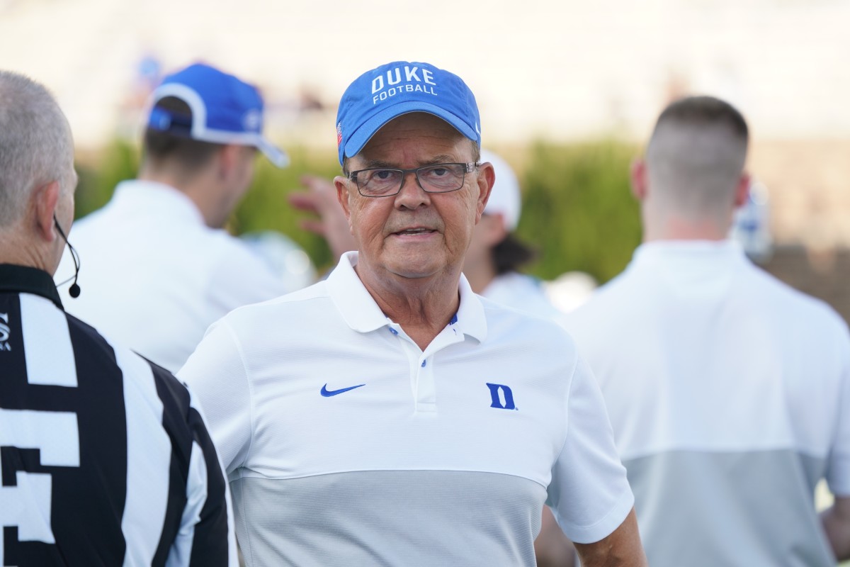 Sep 7, 2019; Durham, NC, USA; Duke Blue Devils head coach David Cutcliffe looks on before the game against the North Carolina A&T Aggies at Wallace Wade Stadium.