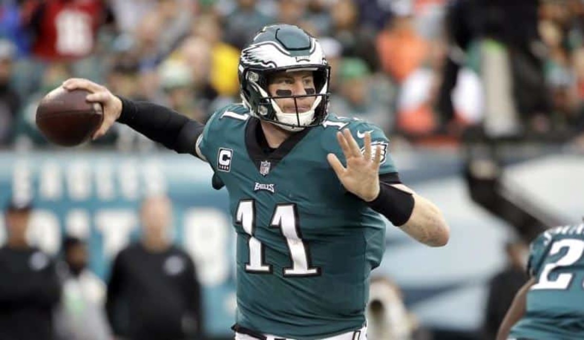 Carson Wentz shows of Super Bowl Ring