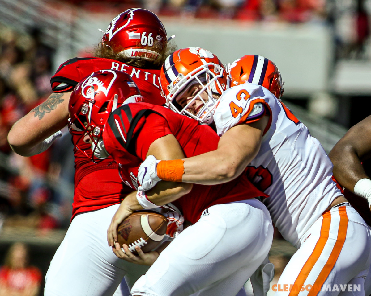 Chad Smith relentlessly pursues Louisville QB Evan Conley during the game at Cardinal Stadium, October 19, 2019.