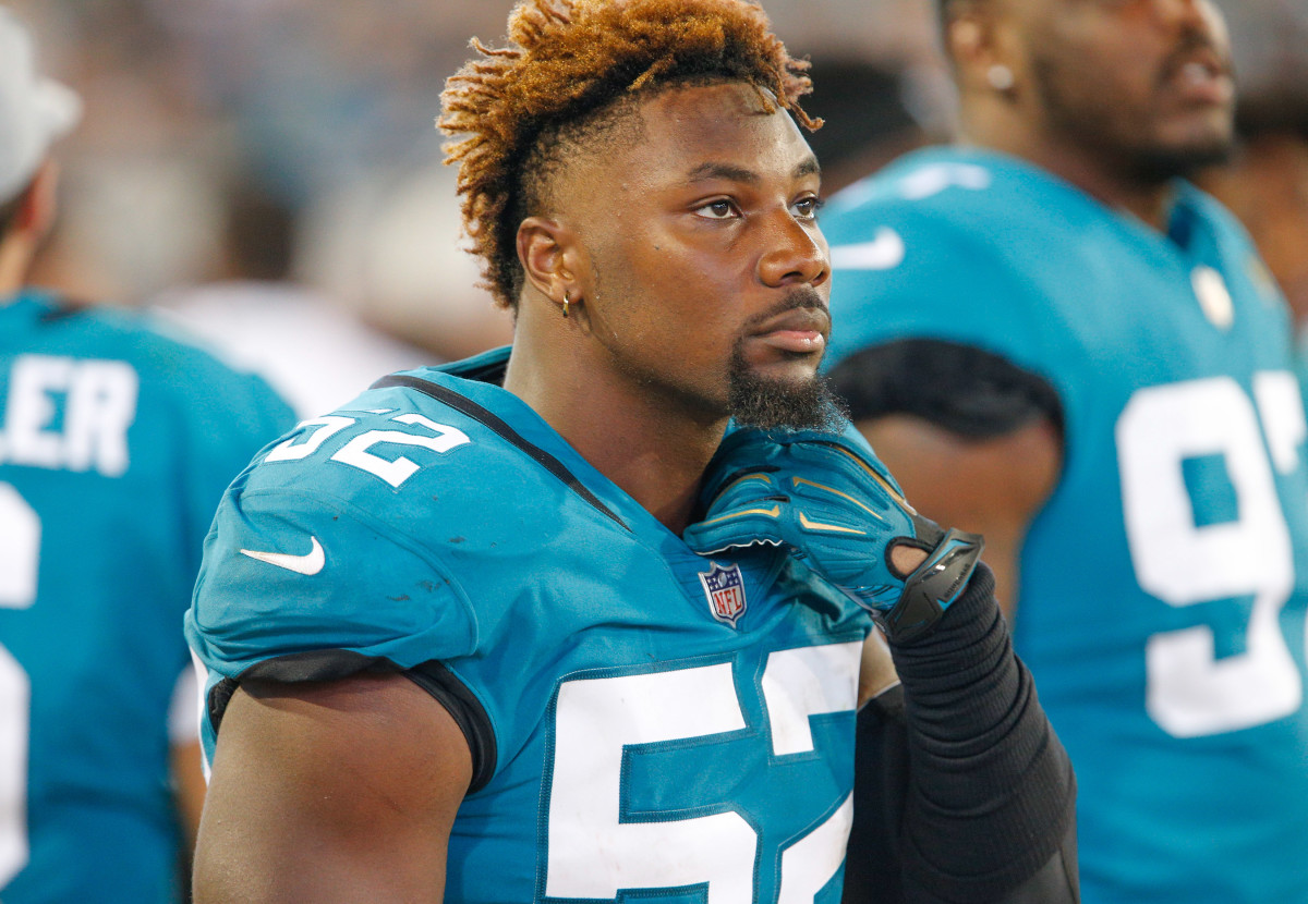 Jacksonville, FL, USA. 3rd Dec, 2017. Jacksonville Jaguars linebacker  Donald Payne (52) during the NFL football game between the Indianapolis  Colts and the Jacksonville Jaguars. Jacksonville defeated Indianapolis  30-10 at EverBank Field