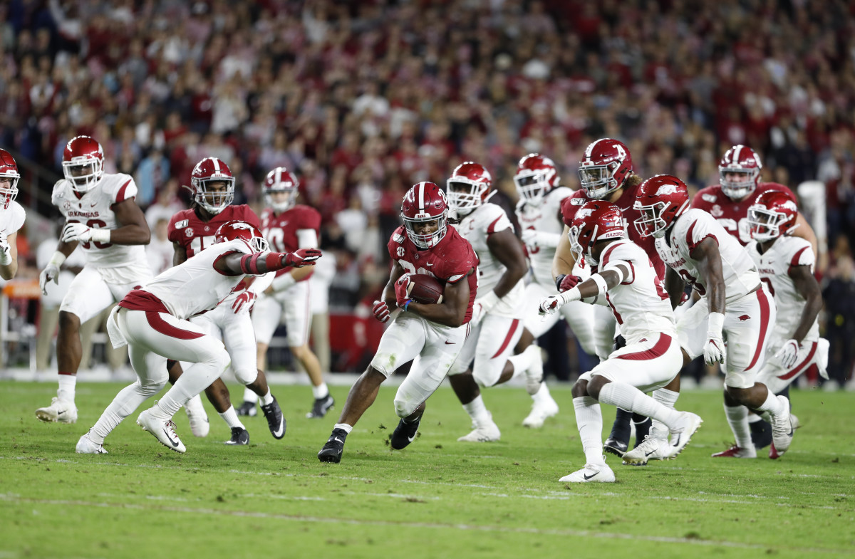 Running back Najee Harris against Arkansas