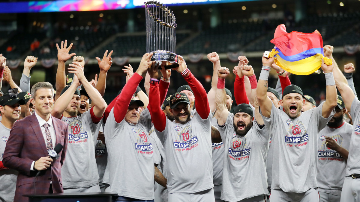 Washington Nationals Unsigned 2019 World Series Champions Team Celebration Photograph