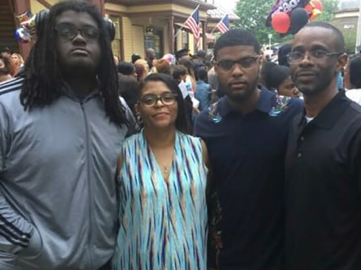 Braeden Bradforth with, from left to right, his mother Joanne Atkins-Ingram, brother Bryce Bradforth, and stepfather Robert Ingram Jr.