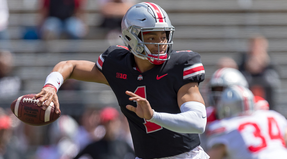 College football 2019 spring games: Jalen Hurts, Justin Fields star in ...