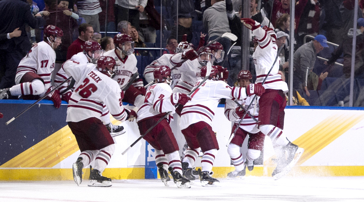 Frozen Four: UMass tops Denver in OT, advances to final - Sports ...