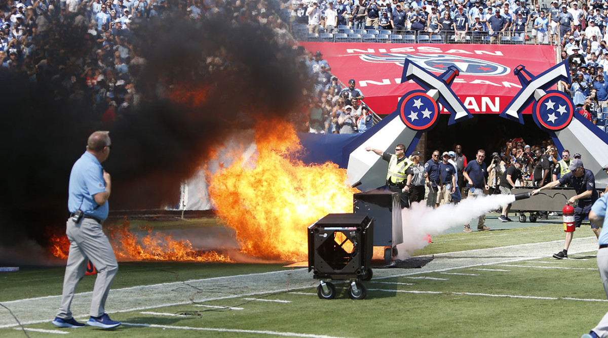 Nissan Stadium Field Bursts Into Flames Before Titans Vs. Colts 