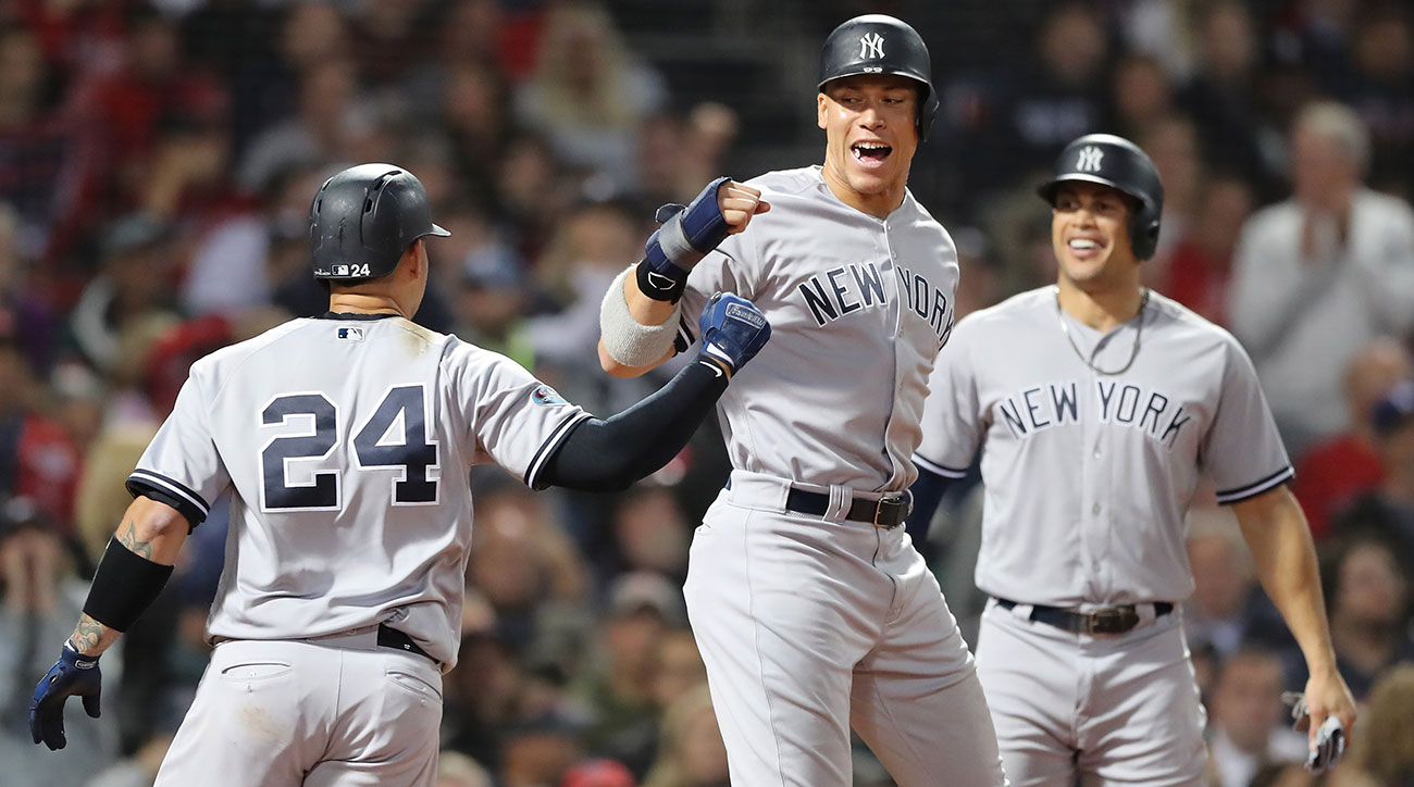 MLB playoffs: Aaron Judge of New York Yankees poses Boston Red Sox with ...