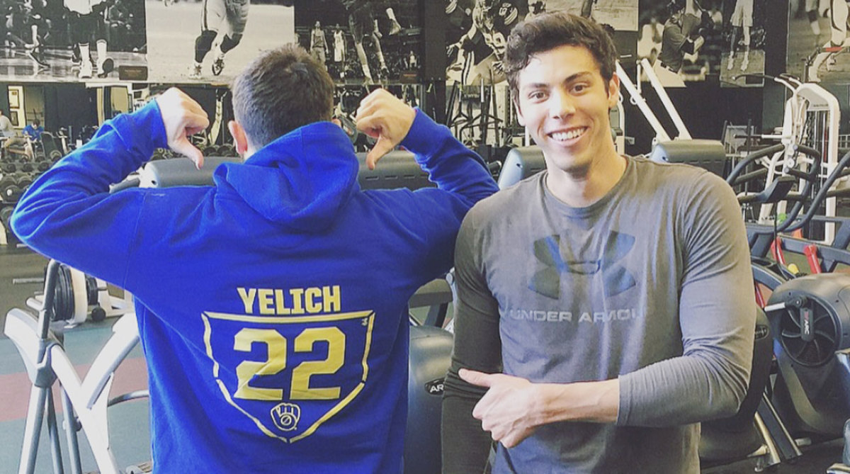 Baker Mayfield sports Christian Yelich jersey before Thursday game